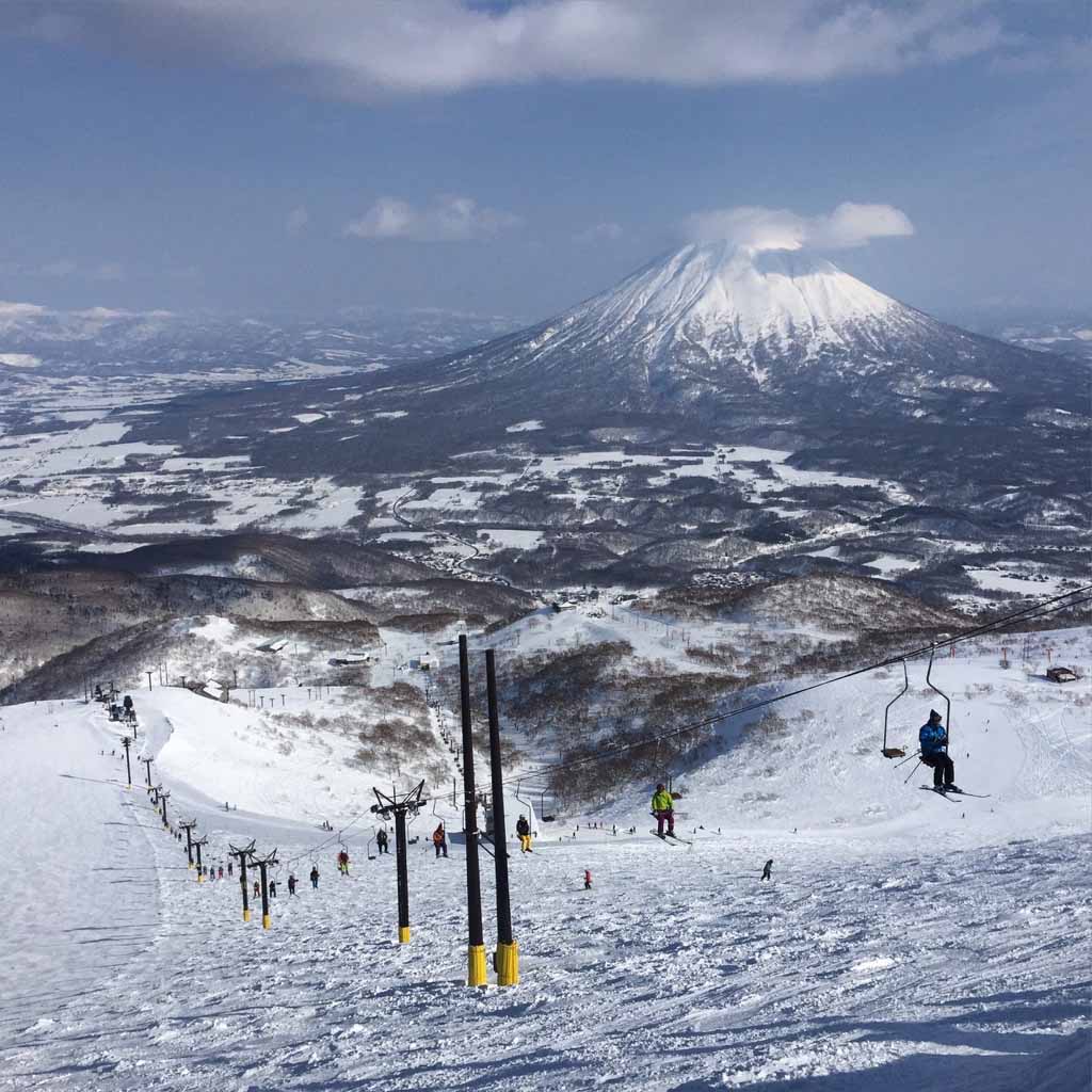 A single ski lift in Niseko Ski Resort, Japan